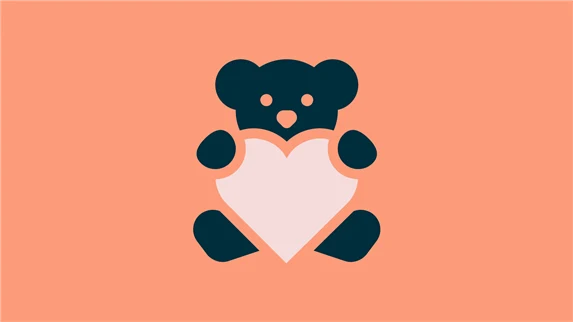 Illustration för Barngrupplivsförsäkring med en nalle som håller ett hjärta